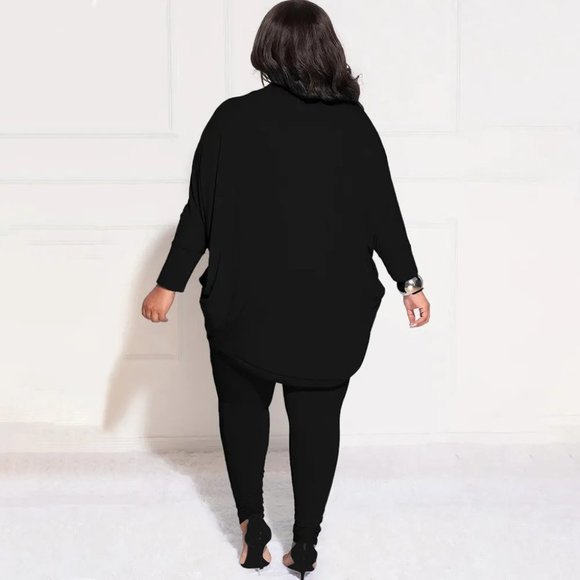 Women Solid Color Loose Long Sleeve Top And High Waist Pants Two-Piece Set - Picture 5 of 16